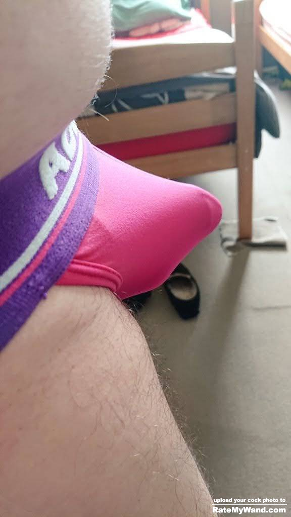 My bulge in purple pants with cock ring - Rate My Wand